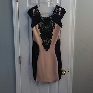 Korean Black/Beige Bodycon Dress